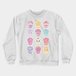 Watercolor Mexican Day of the Dead Sugar Skulls Crewneck Sweatshirt